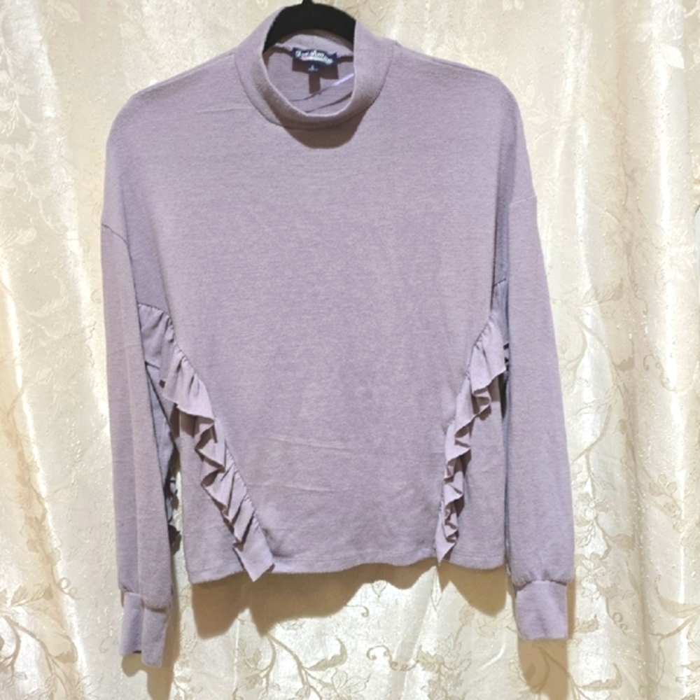 Freshman Purple Boxy Ruffled Sweatshirt - Picture 3 of 4